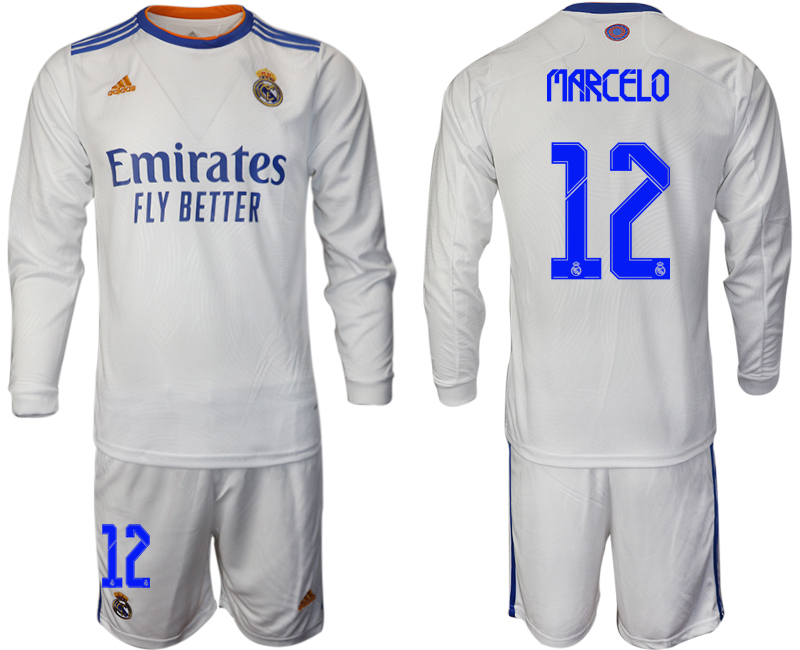 Men 2021-2022 Club Real Madrid home white Long Sleeve #12 Soccer Jersey